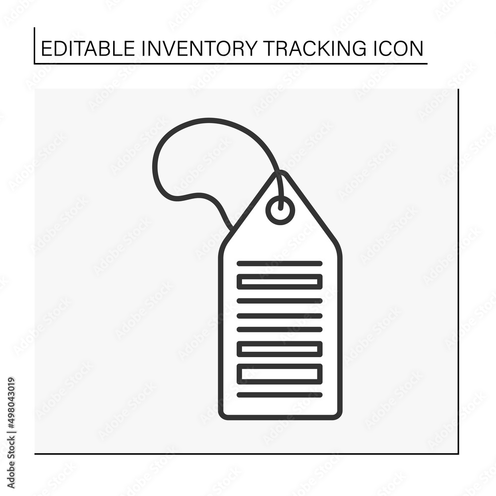 Poster business line icon. tracking of stock levels business. label with barcode for fast tracking. invento