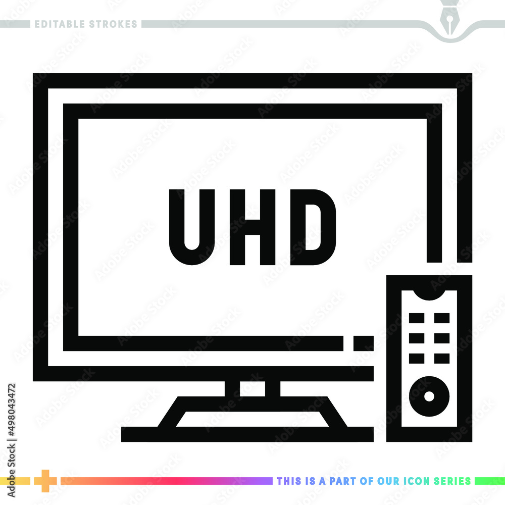 Aufkleber line icon for high definition television illustrations with editable strokes. this vector graphic ha