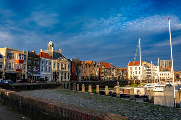 Beautiful sunny view at the waterline in Vlissingen
