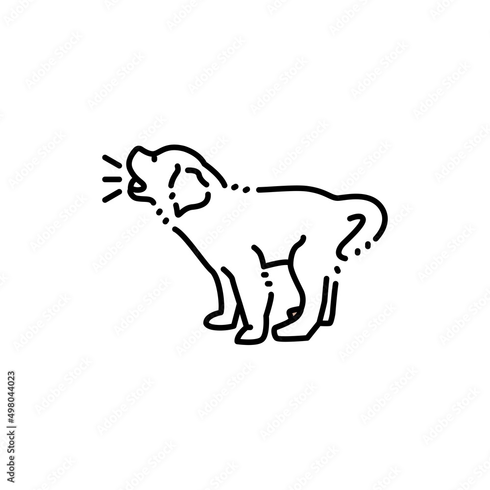 Poster barks golden retriever puppy color line icon. pictogram for web page