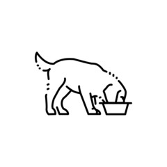 Feeding golden retriever puppy color line icon. Pictogram for web page