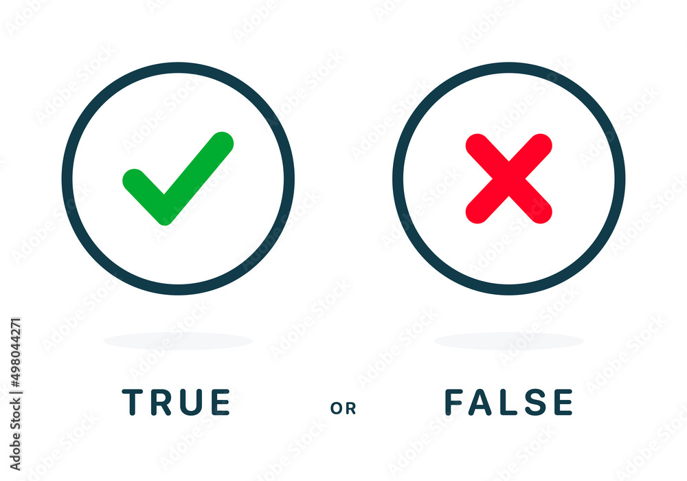 Poster yes or no icon. green tick symbol and red cross sign in circle. checkmark and check icon. approval c