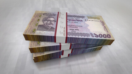 Bangladeshi Taka money banknotes pack 3d illustration