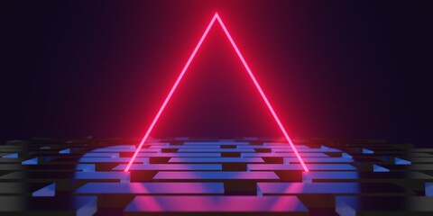 3d rendering illustration of gaming background abstract, cyberpunk style of gamer wallpaper, neon glow light of scifi metaverse © issaronow