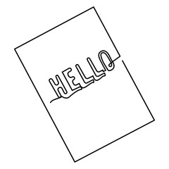 one line continuous drawing of hello text inside a box