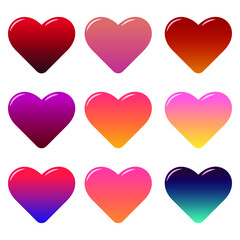set of vector heart icons. Different colors any size vector illustration