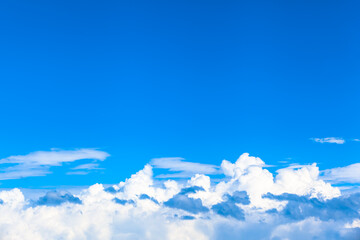 Above Overcast Sky / Cloudscape and blue atmosphere sky thereover (copy space) - 498047019