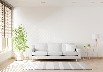 Sofa in living room with copy space, 3D rendering