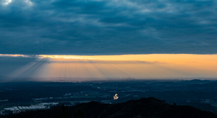 Aerial scenery of Hengfeng Cen Mountain in Shangrao, Jiangxi province