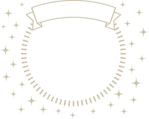 リボン　輪　丸　見出し　フレーム　枠　シンプル　星　輝く