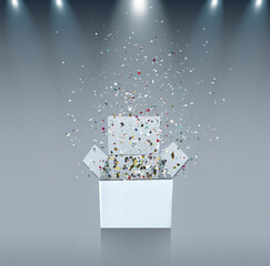 Open the white gift boxes and join the scatters to win prizes. There is a shining spotlight