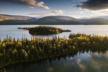 lake and mountains