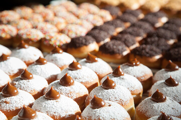 donuts with icing sugar and chocolate 