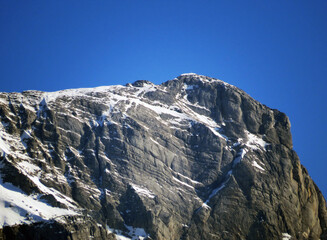 Snow-capped alpine peak Bös Fulen (Boes Fulen or Bos Fulen, 2801 m), the highest peak in the canton of Schwyz situated in the Schwyz Alps mountain massif - Canton of Glarus, Switzerland / Schweiz