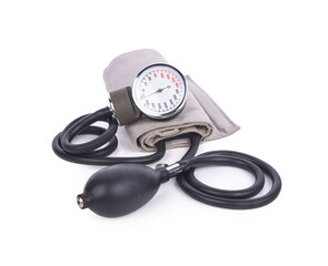 Sphygmomanometer blood pressure gauge isolated on white background