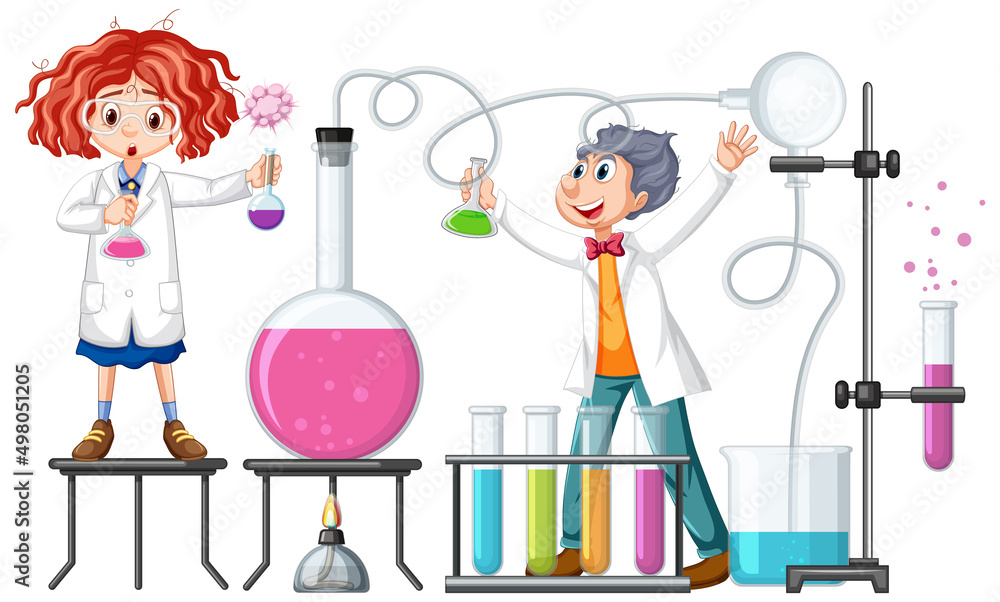 Wall mural scientist doing science experiment in the lab