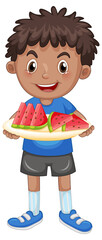 Boy with tray of watermelon