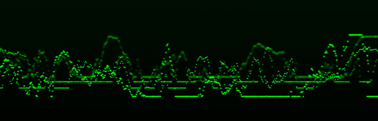 Abstract dynamic music wave. Technology background. Sound equalizer with blue lines. Stock, exchange or cryptocurrency chart. 3d rendering.