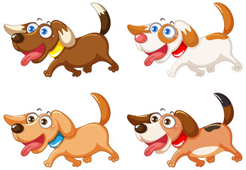 Set of cute dog cartoon character