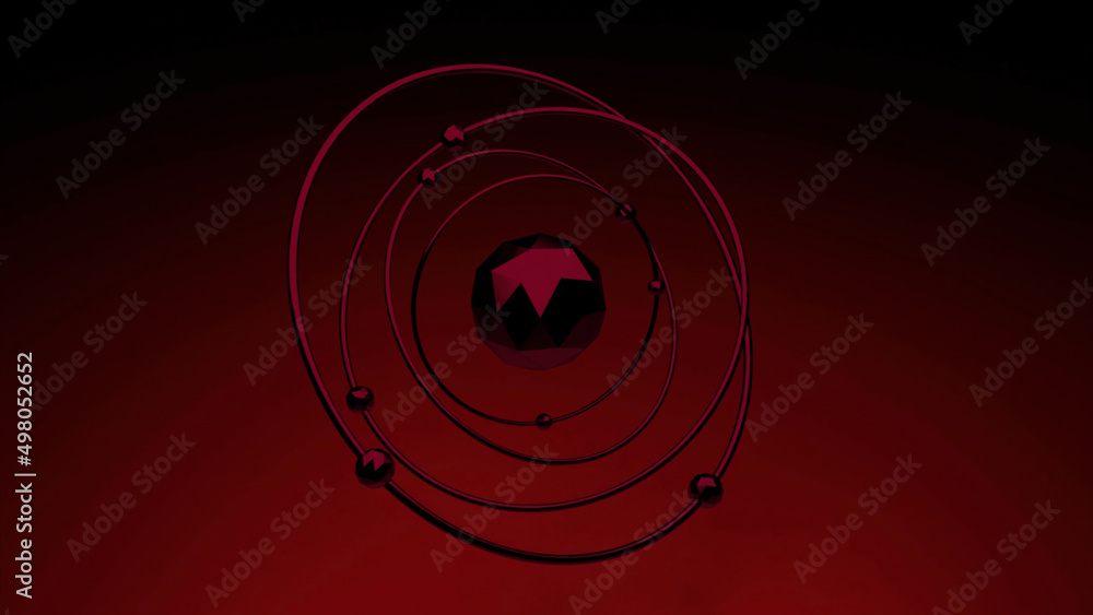 Poster red background.design. a model of the solar system in abstraction on a calm red background.