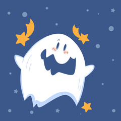 Obraz premium Cute children's kind ghost characters. Vector illustration. Card, print, children's poster, textiles.