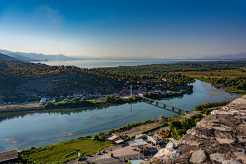 Stunning view of Shkoder valley and riverside from up high