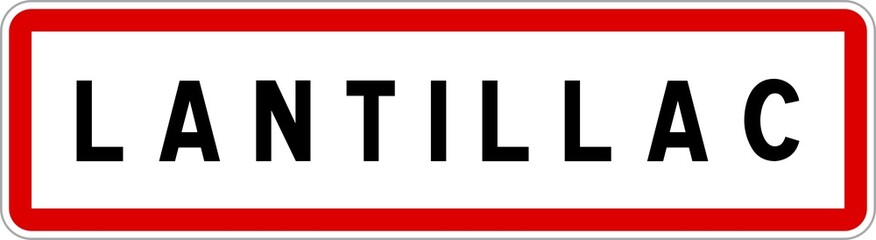 Panneau entrée ville agglomération Lantillac / Town entrance sign Lantillac