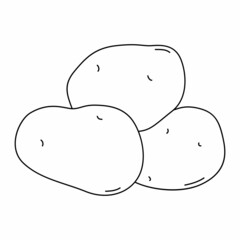 Black and white cartoon vector illustration of potato for coloring book. Ripe fresh vegetable for cooking, source of vitamins