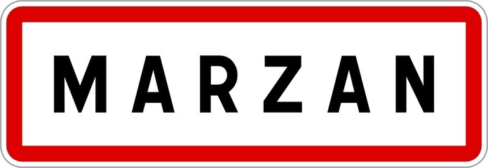 Panneau entrée ville agglomération Marzan / Town entrance sign Marzan