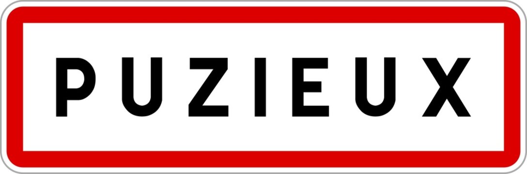 Panneau entrée ville agglomération Puzieux / Town entrance sign Puzieux