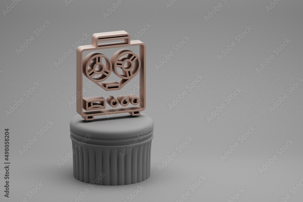 Aufkleber Beautiful abstract illustrations musical Old Audio Recorder symbol icons on a column and wonderful background. 3d rendering illustration. Background pattern for design.