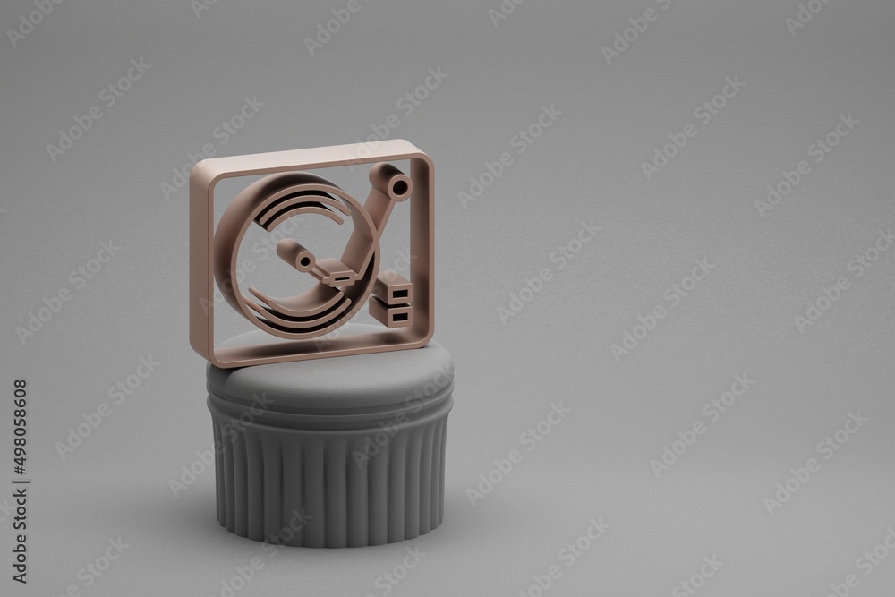 Poster Beautiful abstract illustrations musical Retro Record Player symbol icons on a column and wonderful background. 3d rendering illustration. Background pattern for design.