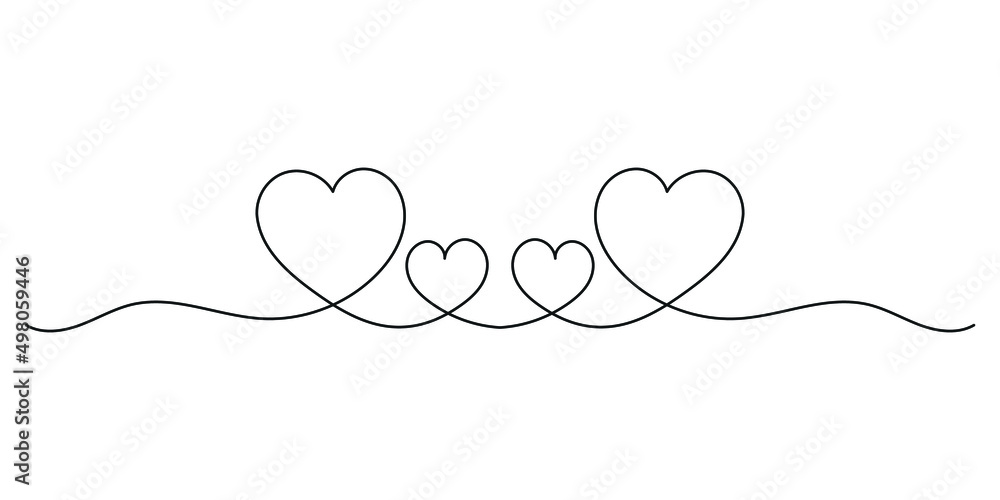 Poster heart continuous line art drawing. hand drawn vector illustration in a continuous line. line art dec
