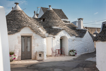 Alberobello town in Italy, famous for its hictoric trullo houses