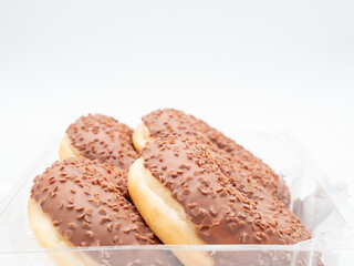 Chocolate donut on a white background. Donut isolated on white background