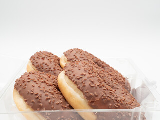 Chocolate donut on a white background. Donut isolated on white background