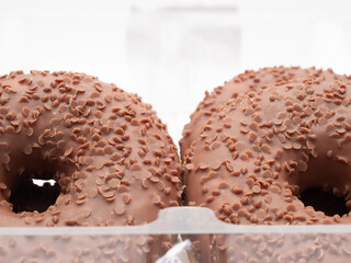 Chocolate donut on a white background. Donut isolated on white background