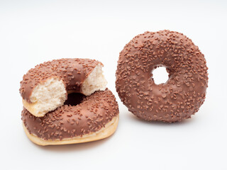 Chocolate donut on a white background. Donut isolated on white background