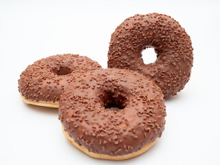 Chocolate donut on a white background. Donut isolated on white background