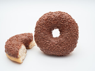 Chocolate donut on a white background. Donut isolated on white background