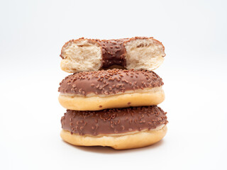 Chocolate donut on a white background. Donut isolated on white background