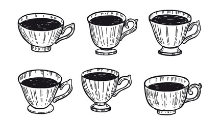 Cup of tea Hand drawn illustrations.	

