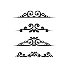 set of floral border design template vector, simple flat vintage divider collection