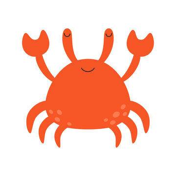 vector illustration with cute crab isolated, sea animals