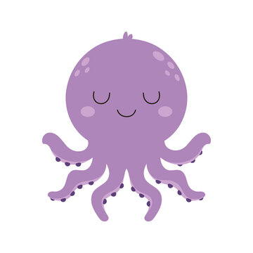 vector illustration with octopus in cartoon style