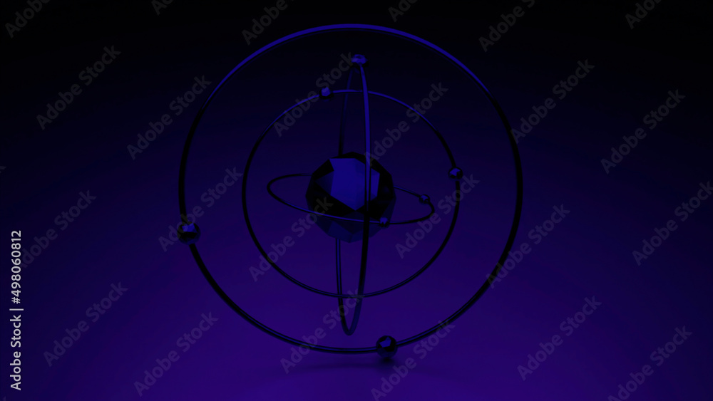 Poster purple abstraction. design. a bright circle that shimmers like a model of the solar system.