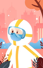 Doctors on the run to fight covid-19, vector illustration