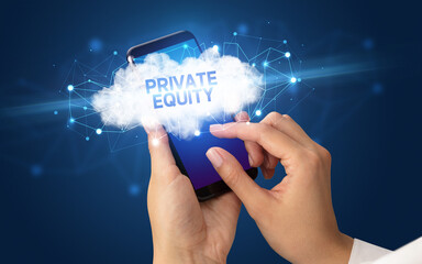 Obraz premium Hand using smartphone with cloud business concept