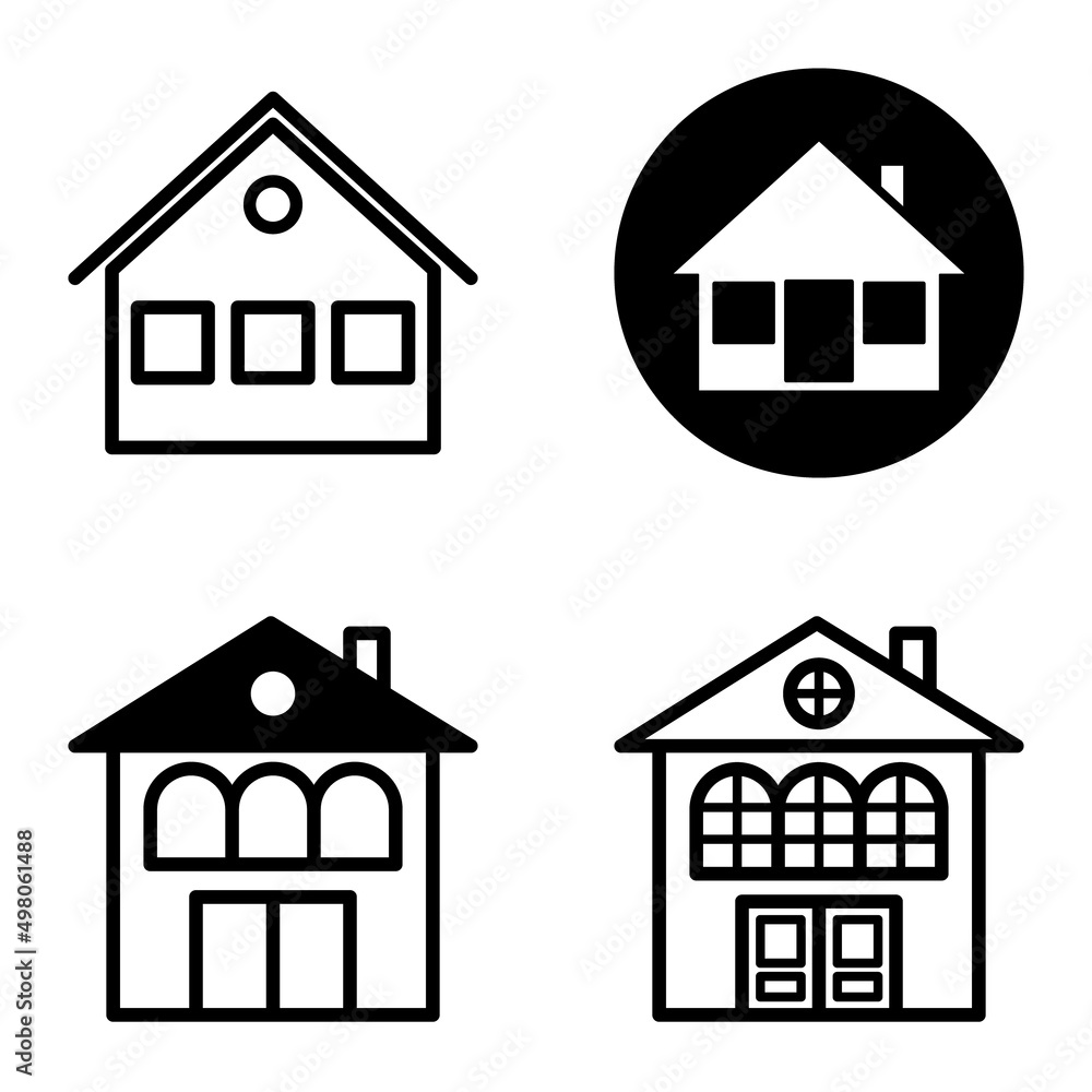 Wall mural houses flat icon set isolated on white background