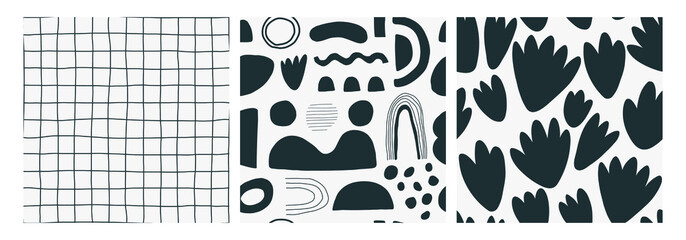 Set with abstract seamless patterns. Creative vector illustration. Abstract contemporary background, trendy pattern. Vector illustrations for card, print on clothes.